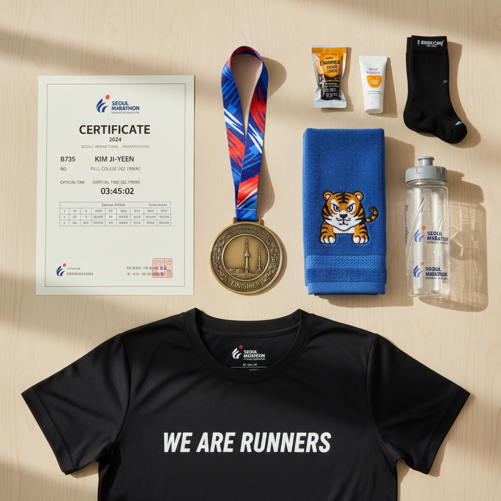 마라톤 완주 메달과 기록증, 기념품 구성
