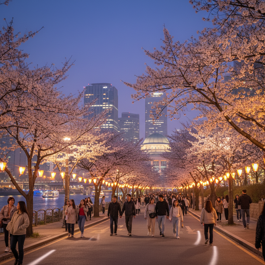 여의도 윤중로 벚꽃길 야경