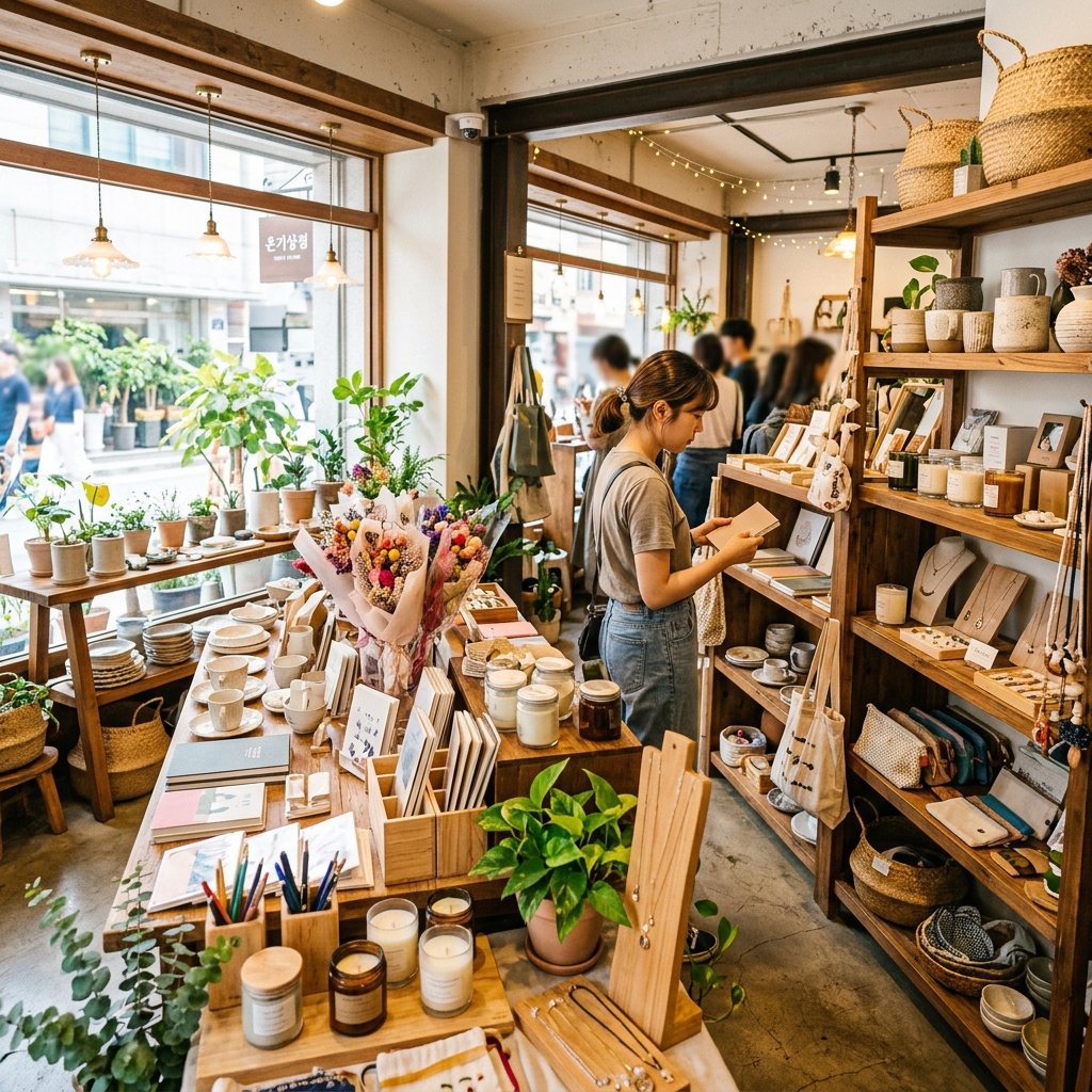 감성 소품이 진열된 라이프스타일 매장