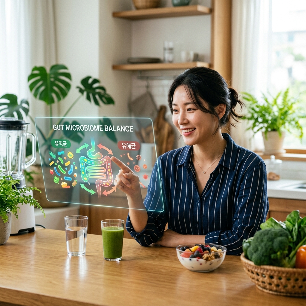 장내 세균 균형을 나타내는 그래프 또는 다이어그램