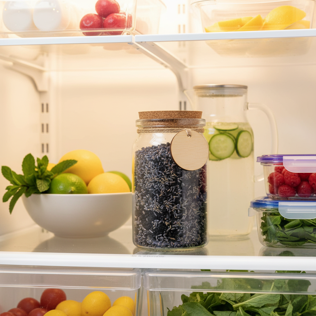 냉장고 안에 놓인 천연 탈취제 용기