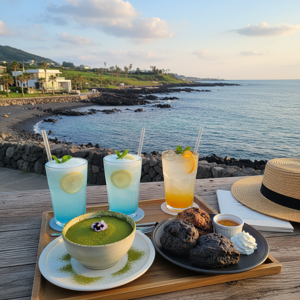 애월 카페 대표 음료와 디저트