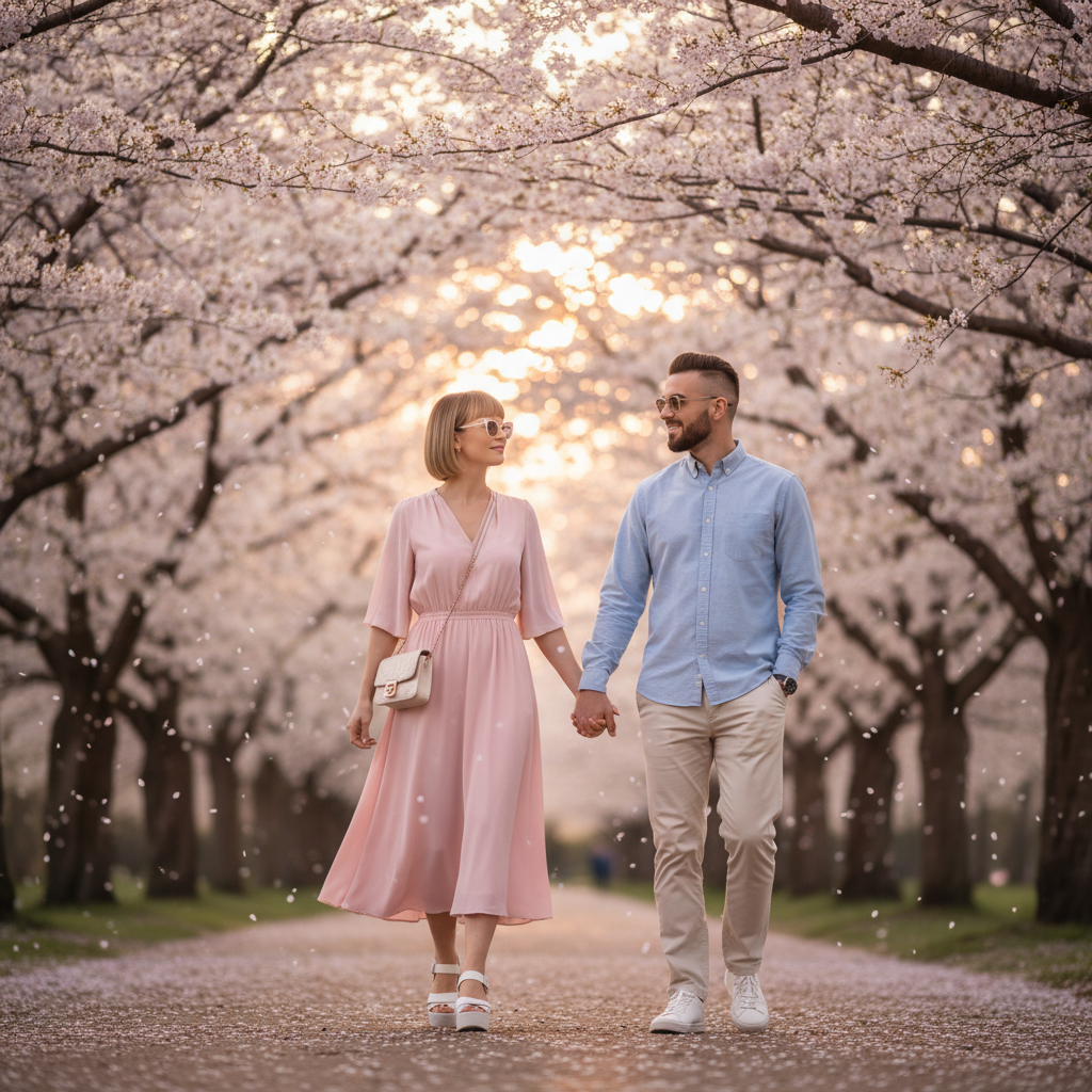 벚꽃구경 사진을 예쁘게 남기기 위한 화사한 봄옷 코디법과 인생샷 팁