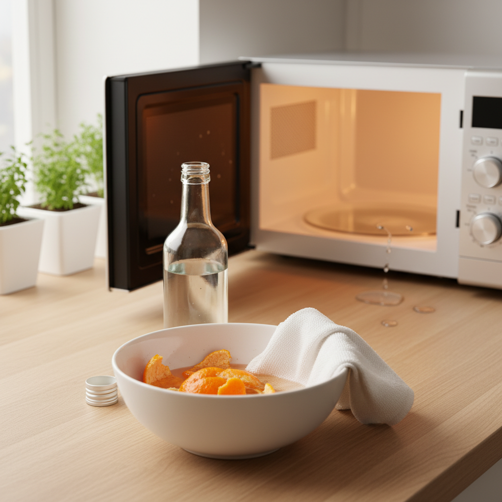 남은 귤껍질과 소주로 전자레인지 찌든 때 5분 만에 해결하는 법
