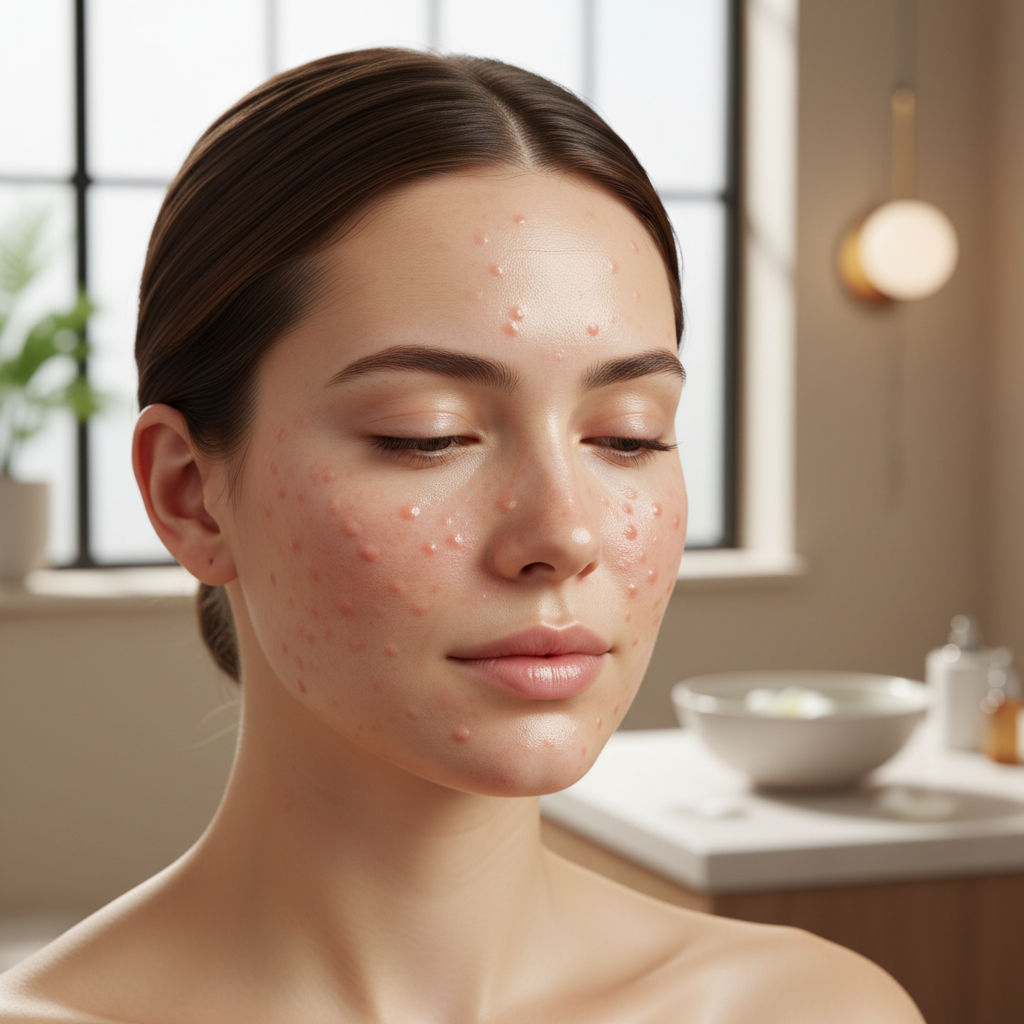 스킨부스터 시술 직후 얼굴에 남은 올록볼록한 엠보싱 자국