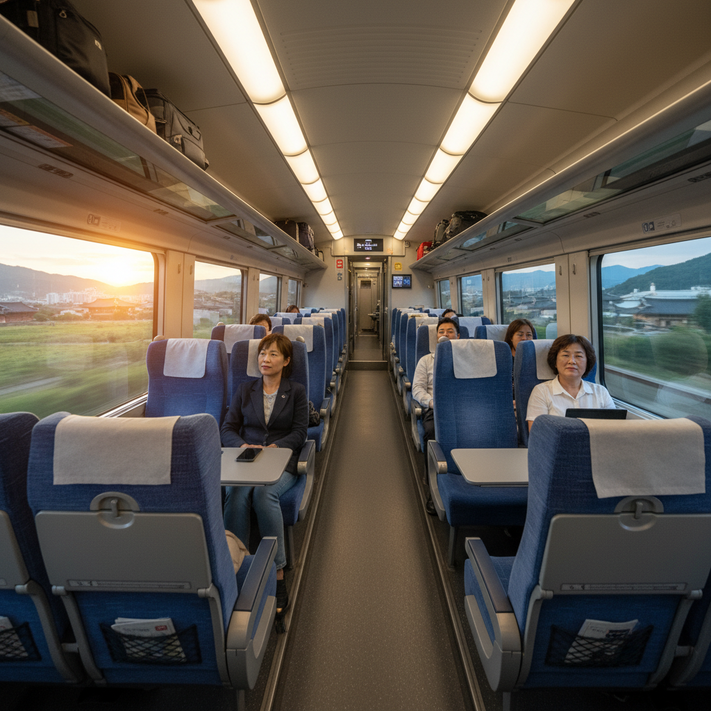 KTX 열차 내부 좌석과 통로 전경