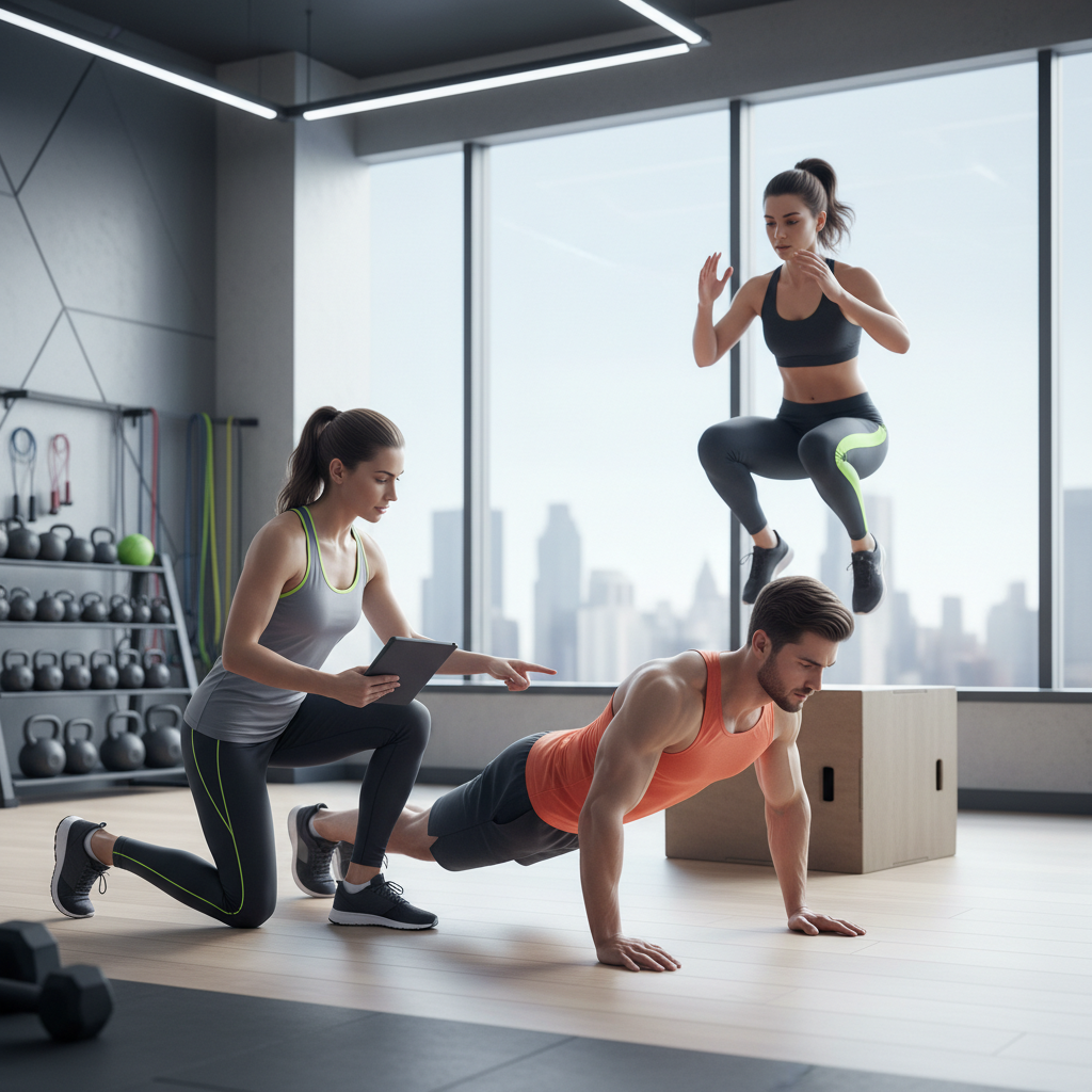 인터벌 운동 자세 체크 장면