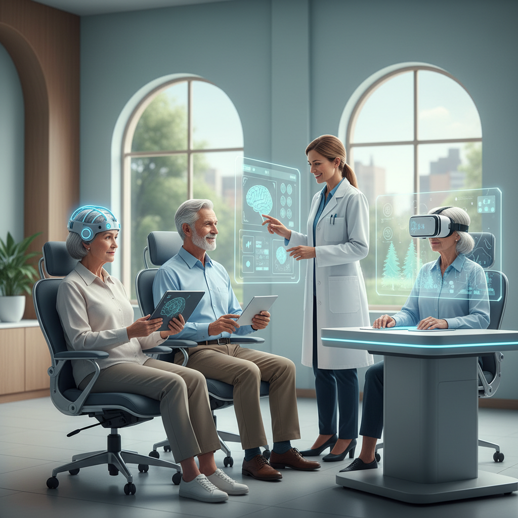 뇌 건강 검사를 받는 노년층의 모습