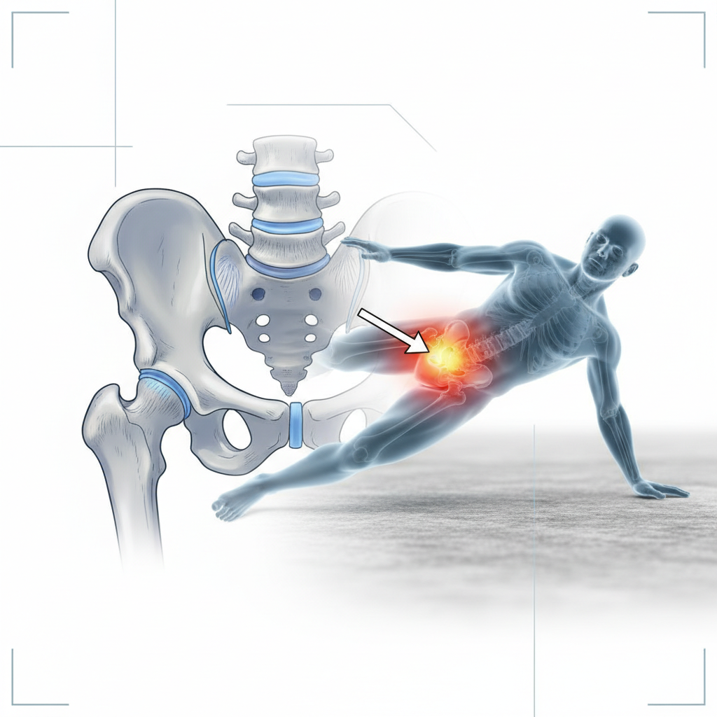 고관절 부위를 보여주는 해부도 또는 낙상 장면