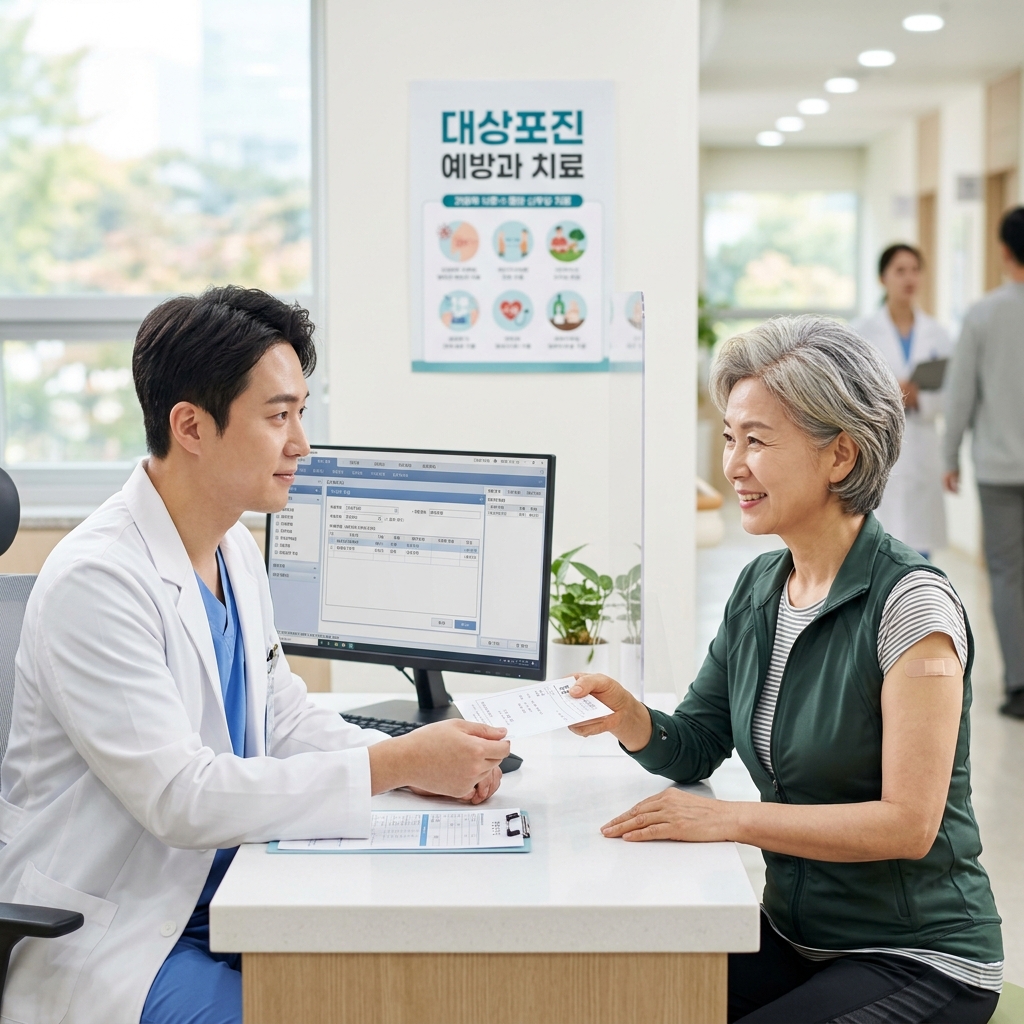 병원에서 대상포진 진료를 받고 약 처방받는 장면