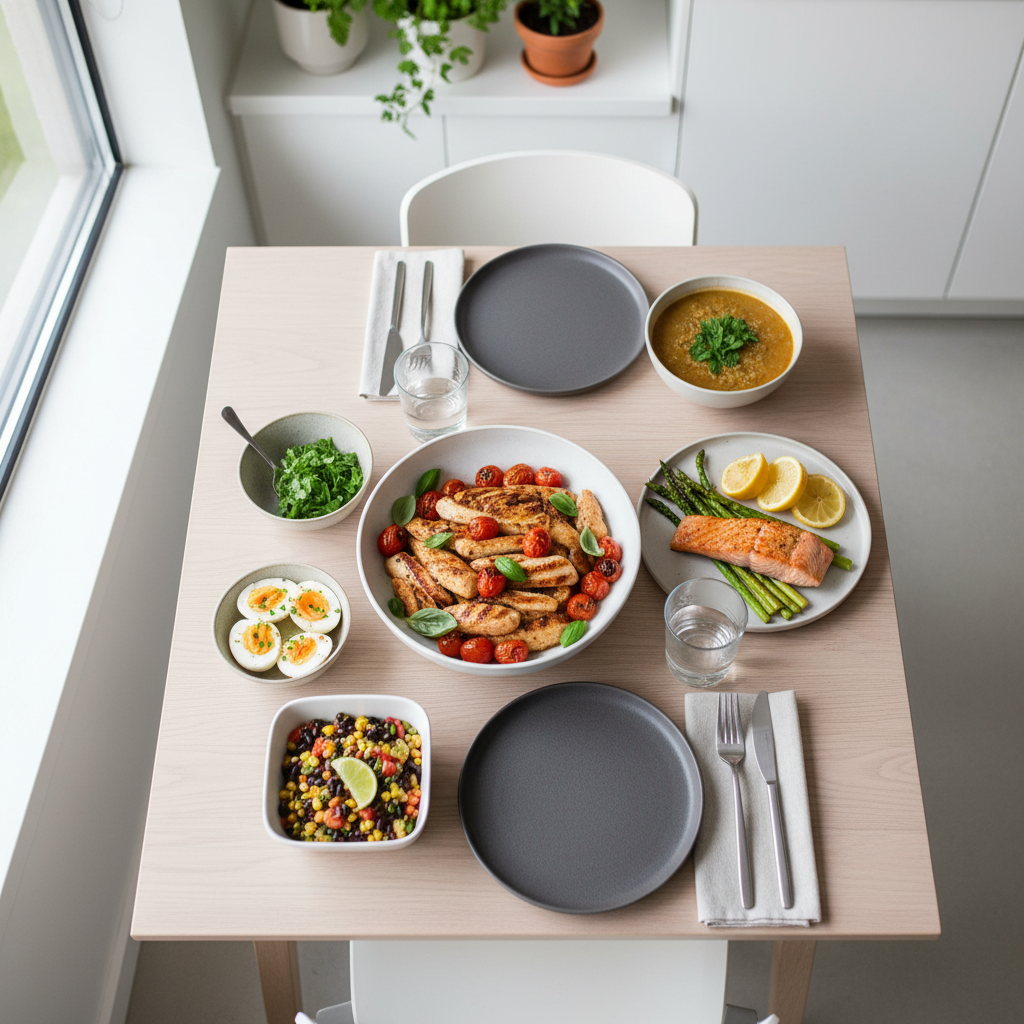 단백질 반찬이 담긴 식탁