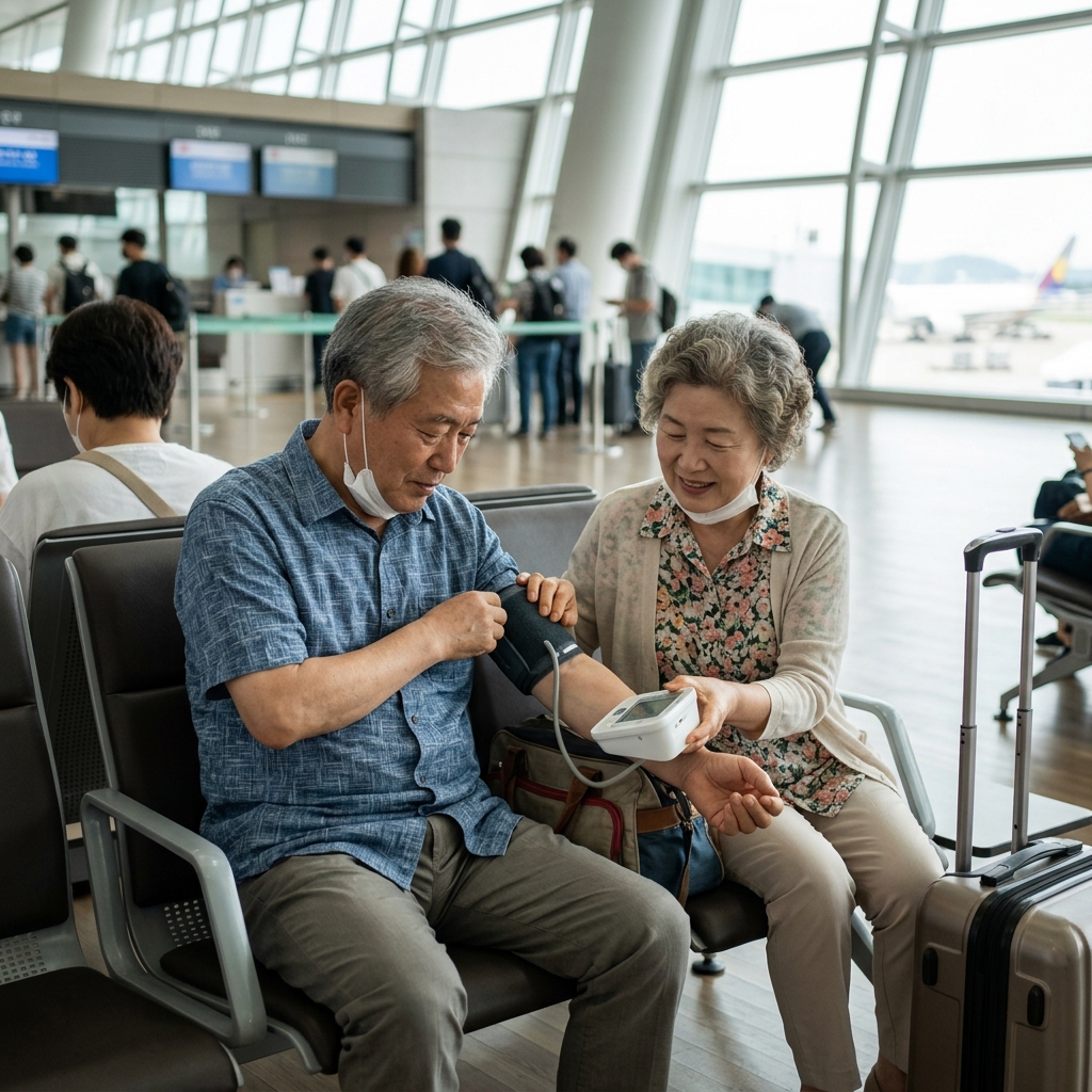 70대 부모님 비행기 여행, 출발 전 혈압과 다리 건강부터 점검