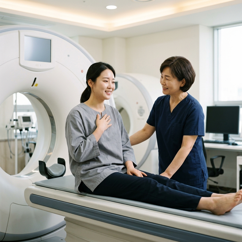 CT 및 MRI 검사 장비가 있는 영상의학과 검사실