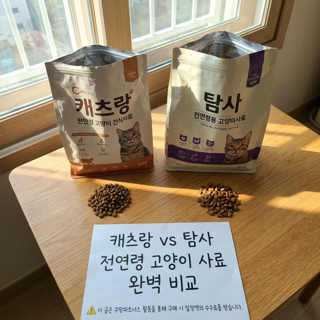 캐츠랑 vs 탐사 전연령 고양이 사료 완벽 비교