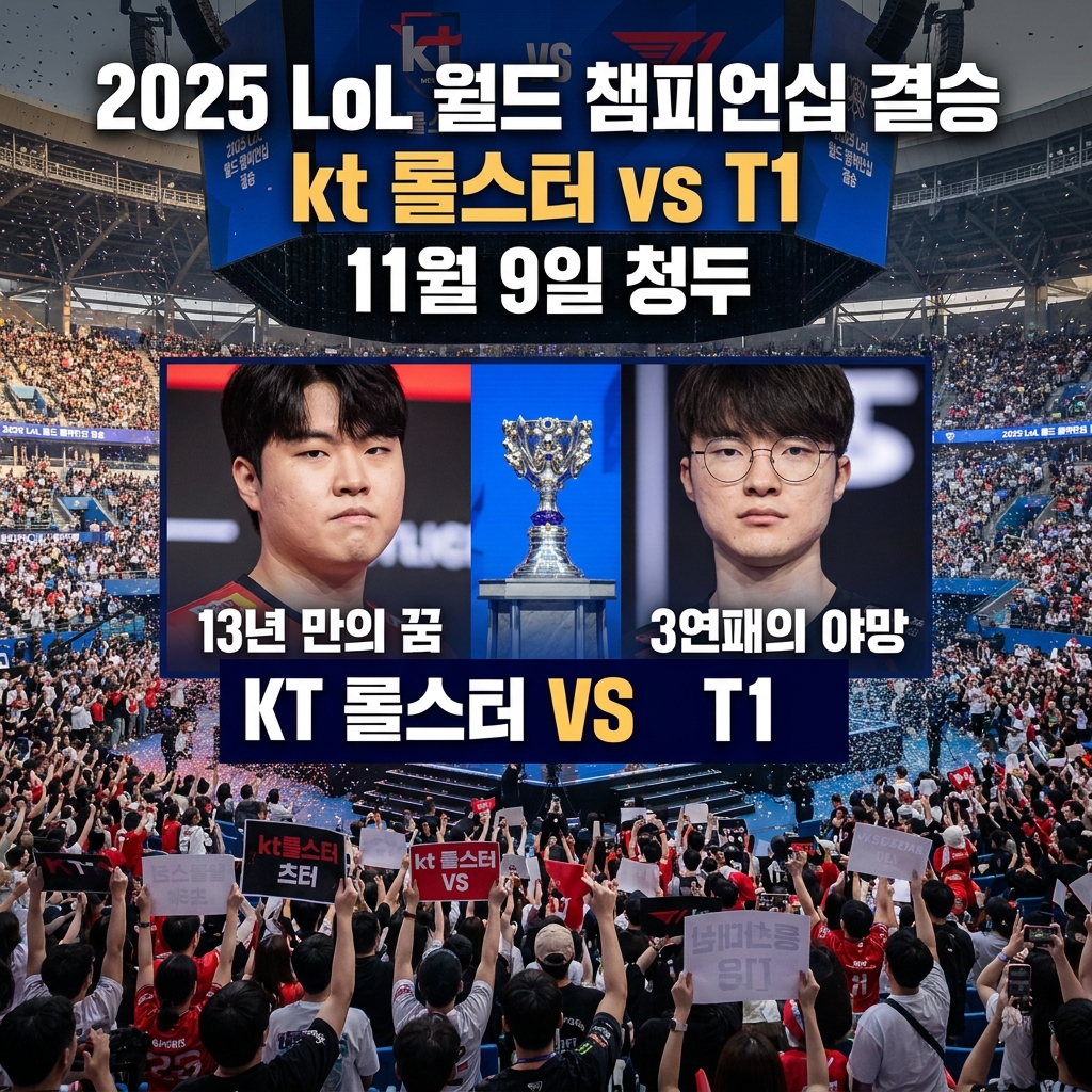 13년 만의 꿈 vs 3연패의 야망, 2025 월즈 결승에서 만난 한국 통신사 라이벌 [KT롤스터 VS T1]