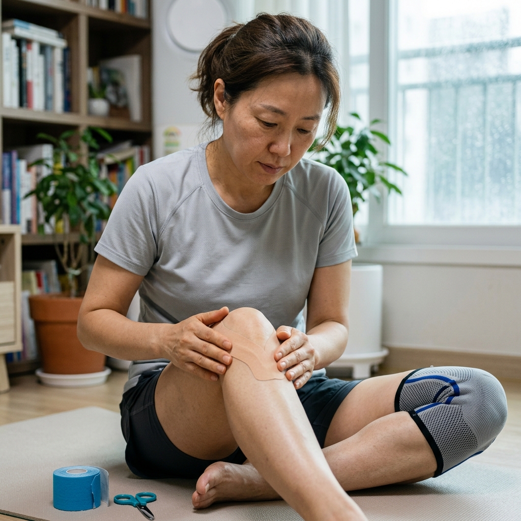 혼자서도 척척! 장마철 무릎 테이핑 및 보호대 사용 방법은?