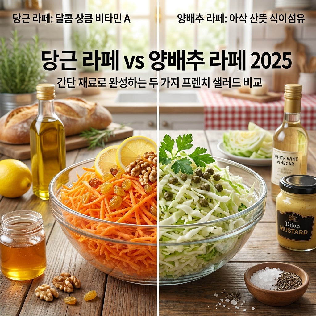 당근 라페 vs 양배추 라페 2025 - 간단 재료로 완성하는 두 가지 프렌치 샐러드 비교