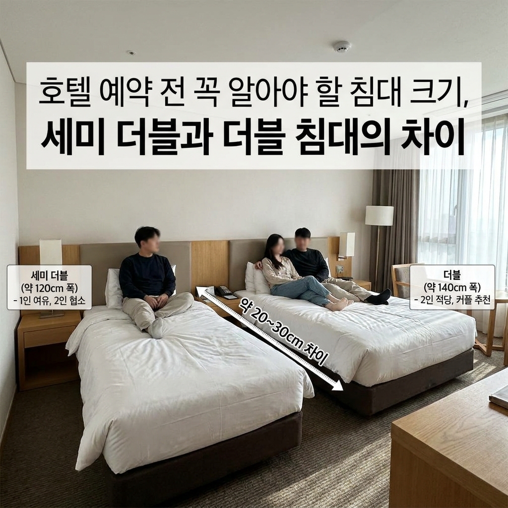 호텔 예약 전 꼭 알아야 할 침대 크기, 세미 더블과 더블 침대의 차이