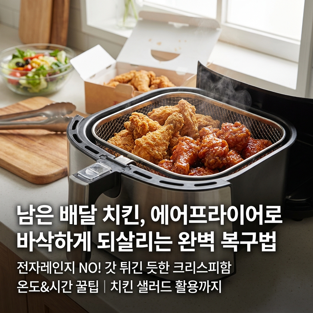 남은 배달 치킨, 에어프라이어로 바삭하게 되살리는 완벽 복구법