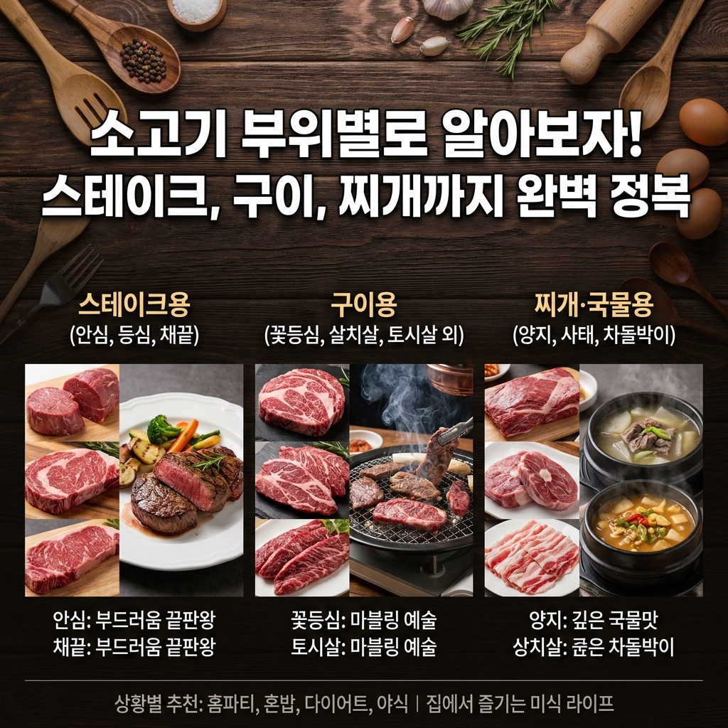 소고기 부위별로 알아보자! 스테이크, 구이, 찌개까지 완벽 정복