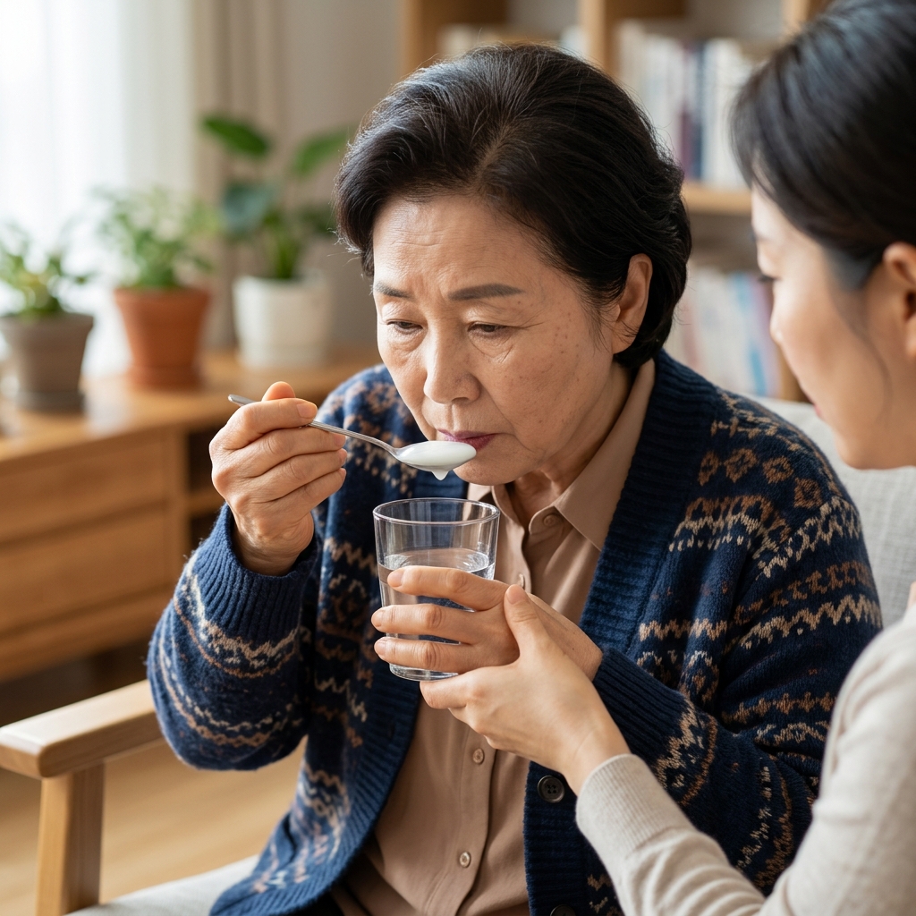 고개 숙이고 천천히, 점도 높인 물로 사레 위험 줄인다