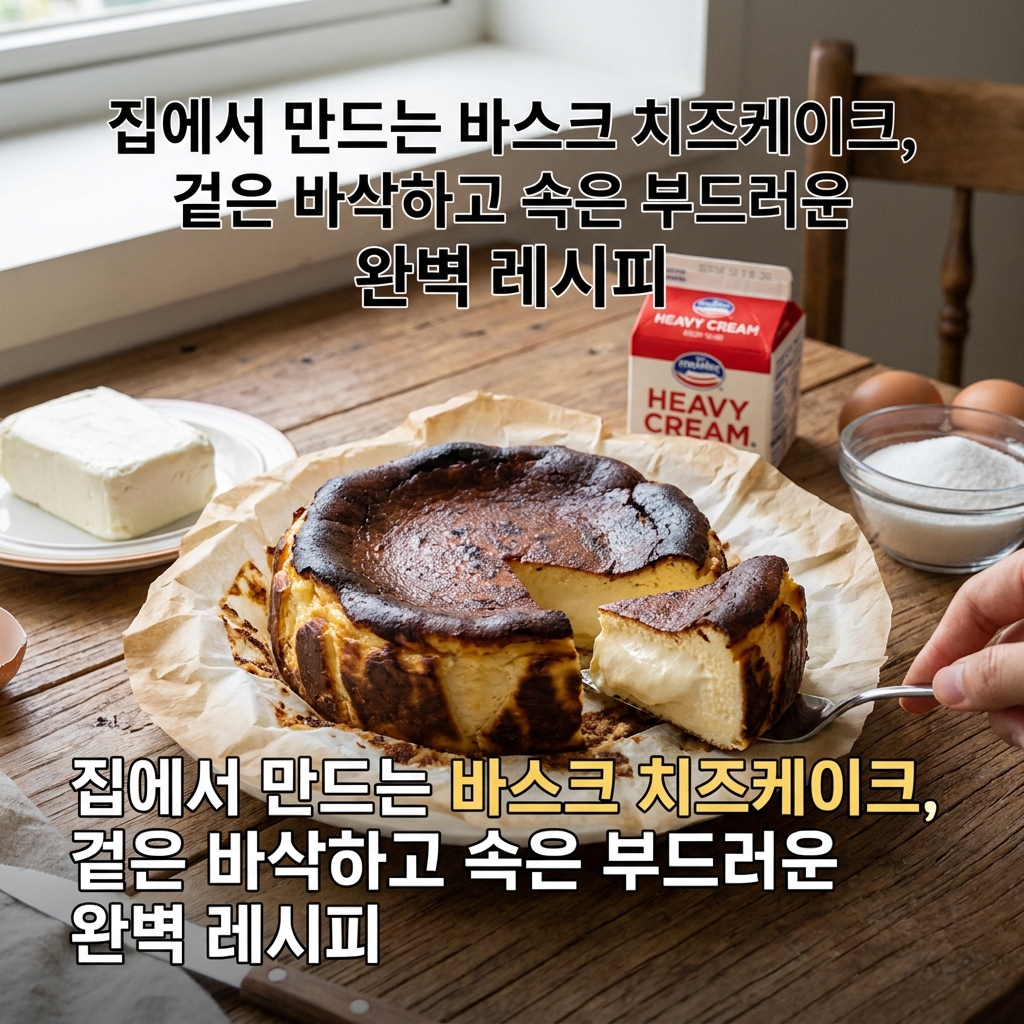 집에서 만드는 바스크 치즈케이크, 겉은 바삭하고 속은 부드러운 완벽 레시피