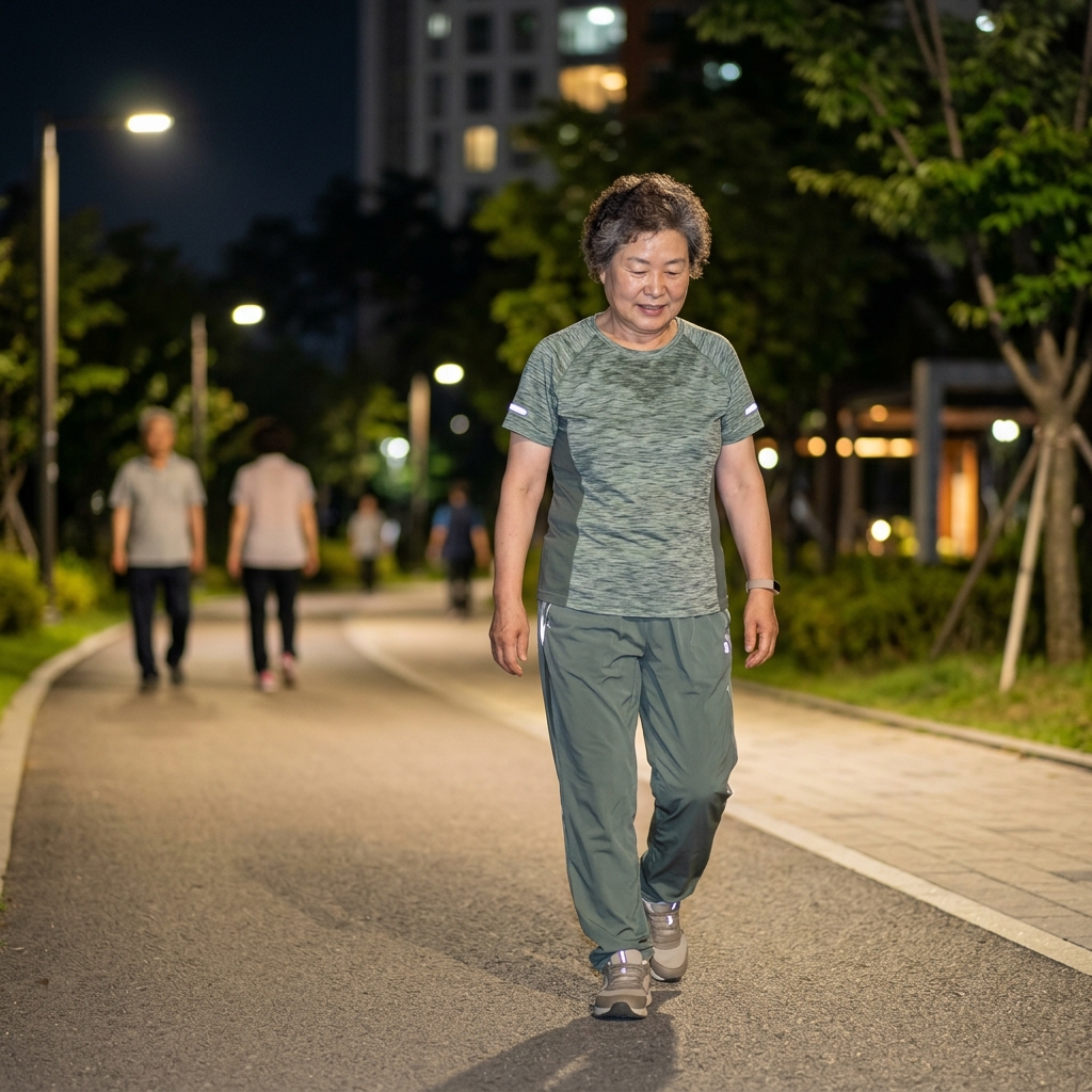 혈압약 복용 시니어의 여름밤 산책, 약효 시간·복장·코스 먼저 확인해야