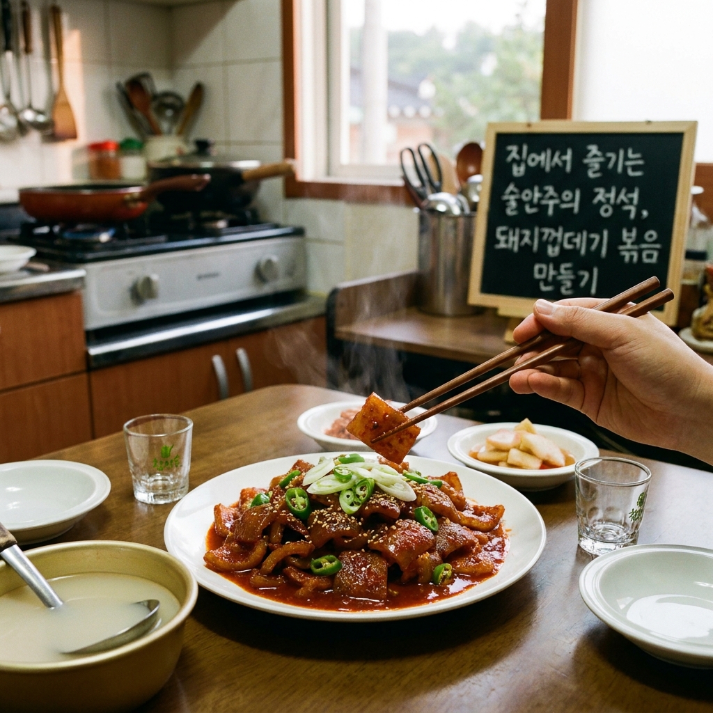집에서 즐기는 술안주의 정석, 돼지껍데기 볶음 만들기