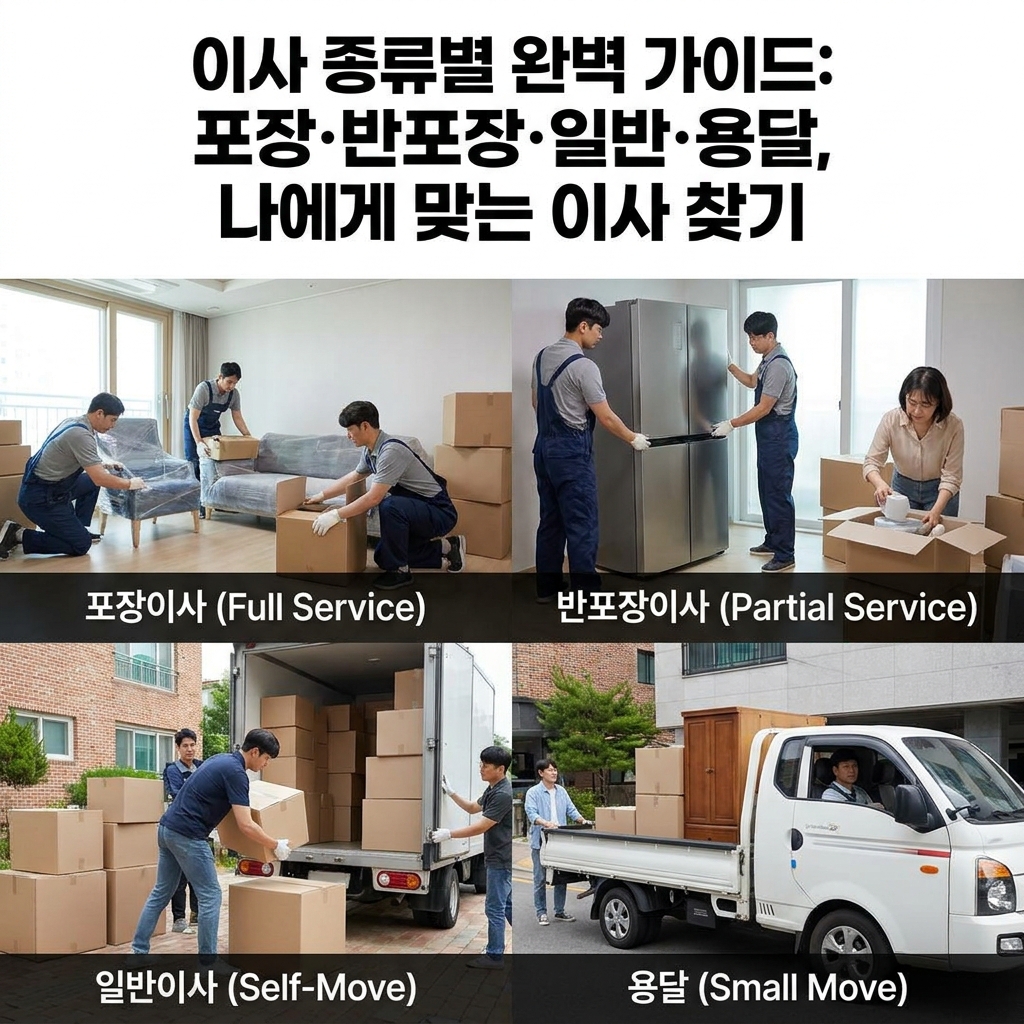 이사 종류별 완벽 가이드: 포장·반포장·일반·용달, 나에게 맞는 이사 찾기