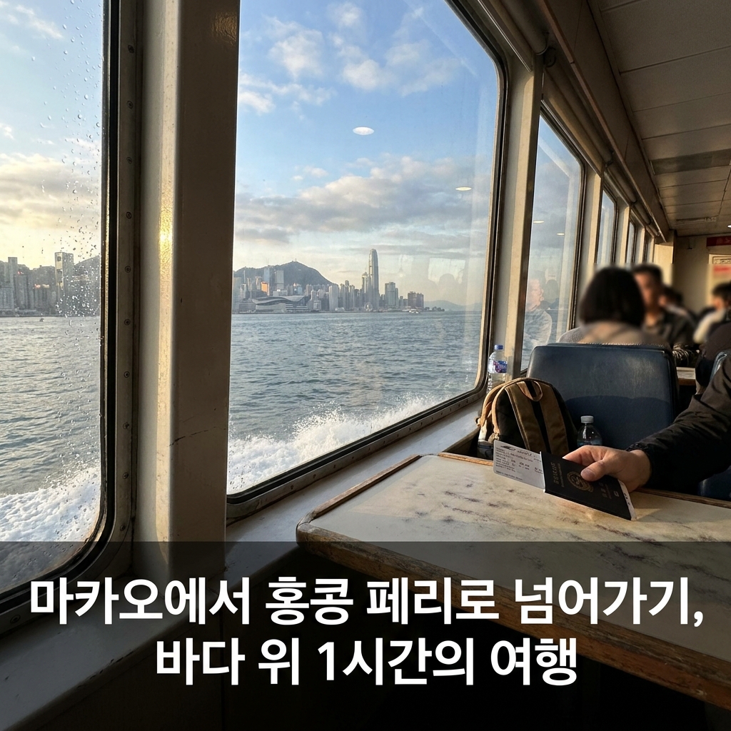 마카오에서 홍콩 페리로 넘어가기, 바다 위 1시간의 여행