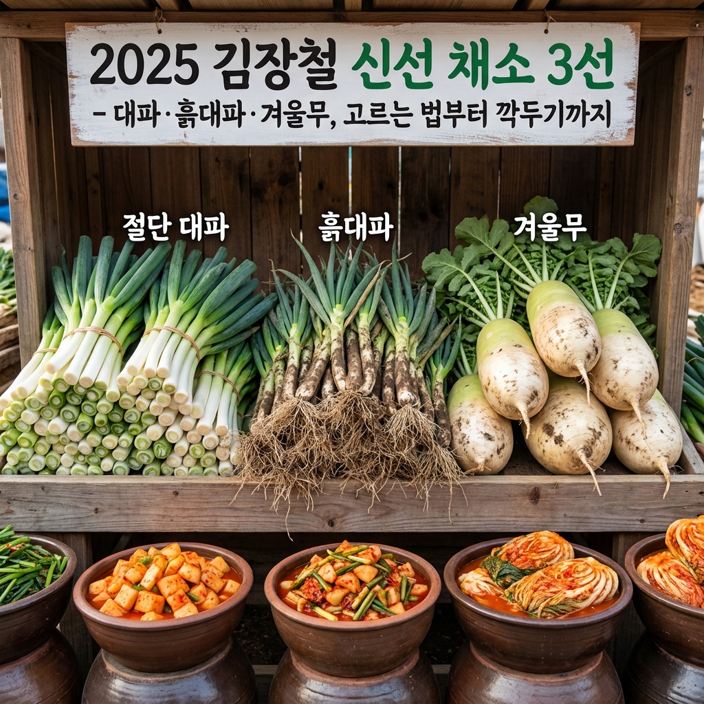 2025 김장철 신선 채소 3선 - 대파·흙대파·겨울무, 고르는 법부터 깍두기까지