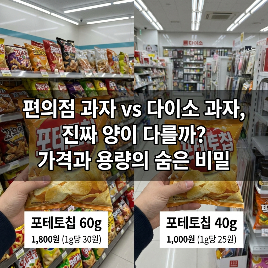 편의점 과자 vs 다이소 과자, 진짜 양이 다를까? 가격과 용량의 숨은 비밀