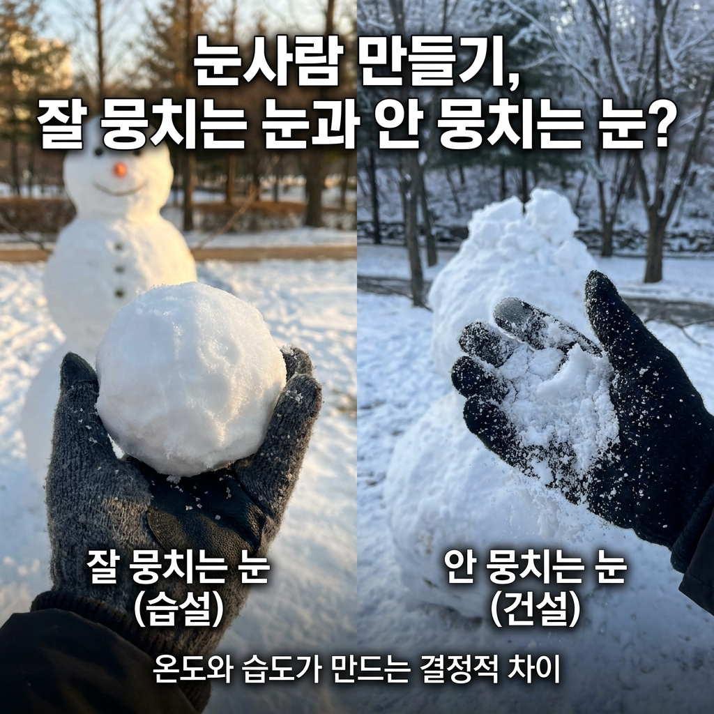 눈사람 만들기, 잘 뭉치는 눈과 안 뭉치는 눈?