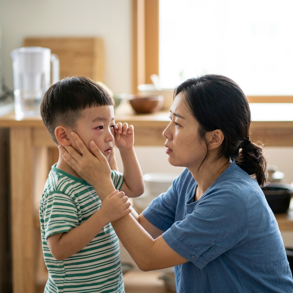 키즈카페 다녀온 후 아이 눈이 빨개졌다면, 유행성 각결막염 점검
