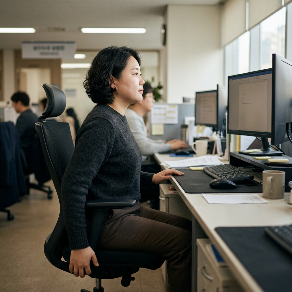 하루 종일 앉아 있는데 목이 아프다면…답은 의자 세팅에 있다