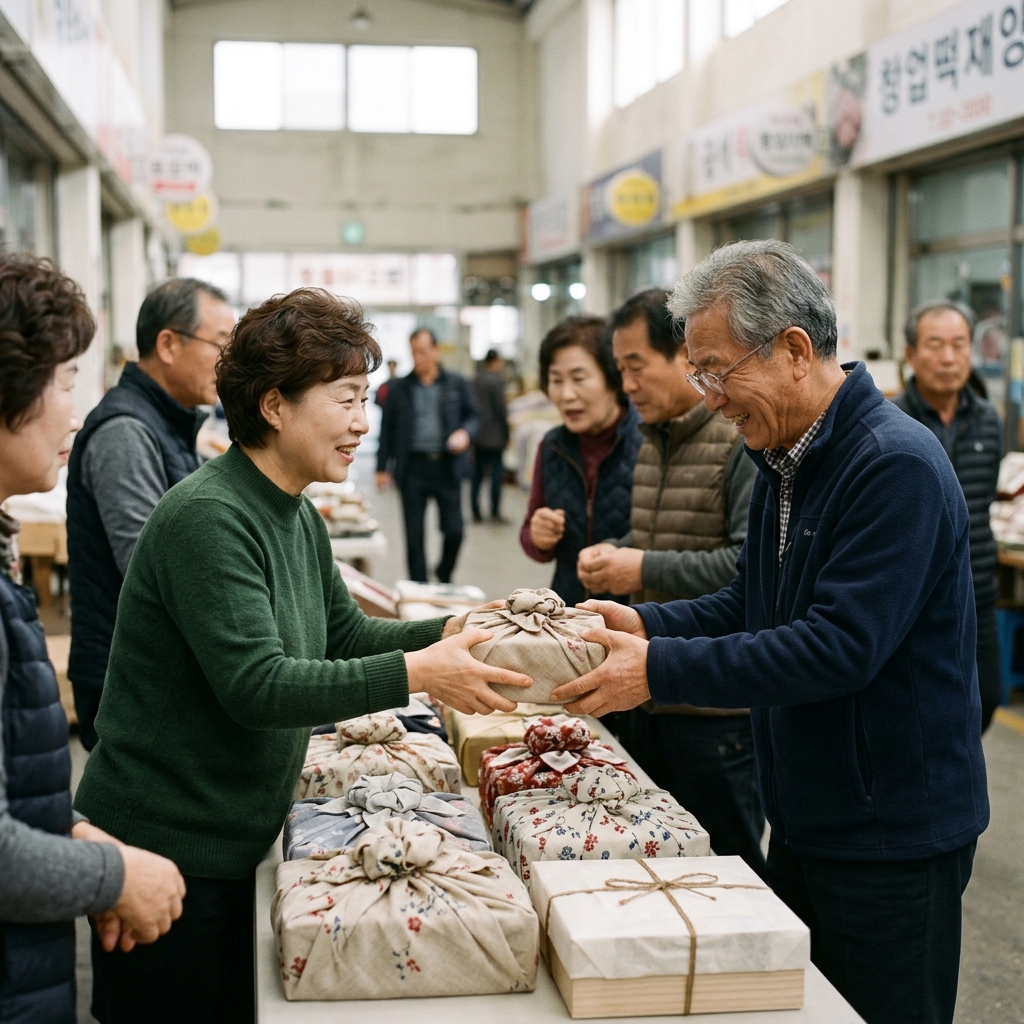예쁘게 포장된 디저트 떡 선물 세트