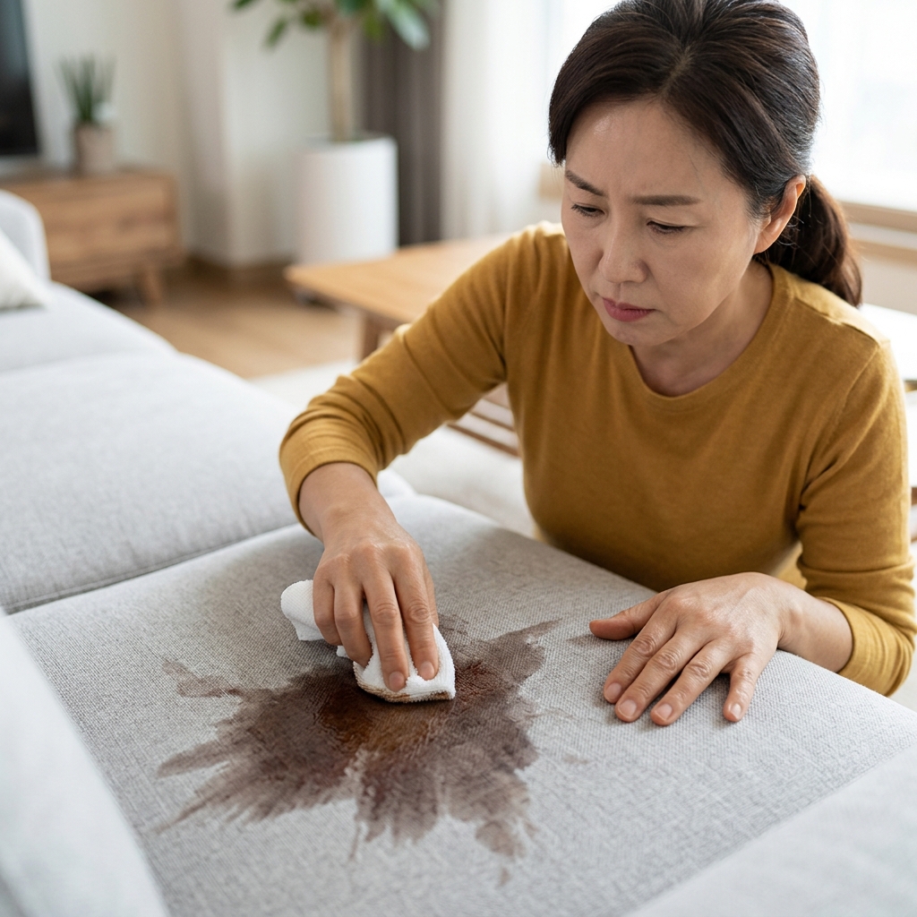 소파 얼룩, 문지를수록 커진다…번짐 막는 올바른 제거법