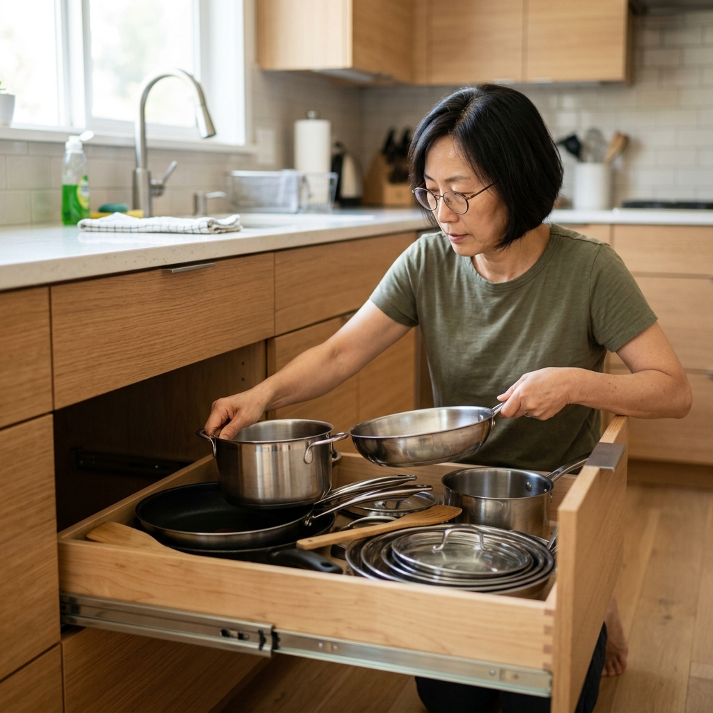 고정 선반 vs 슬라이딩 서랍…주방 공간 2배 활용하는 선택법