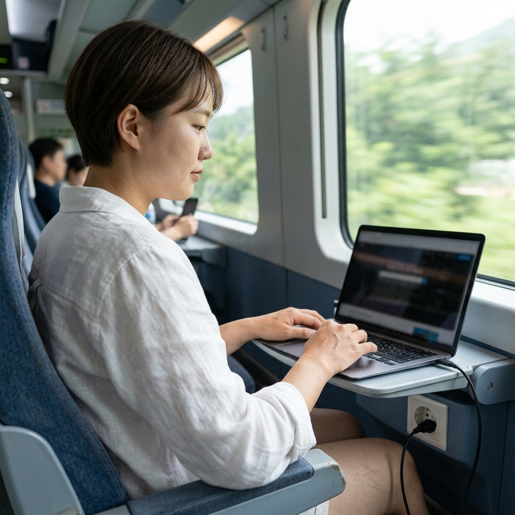 KTX 좌석 콘센트와 노트북