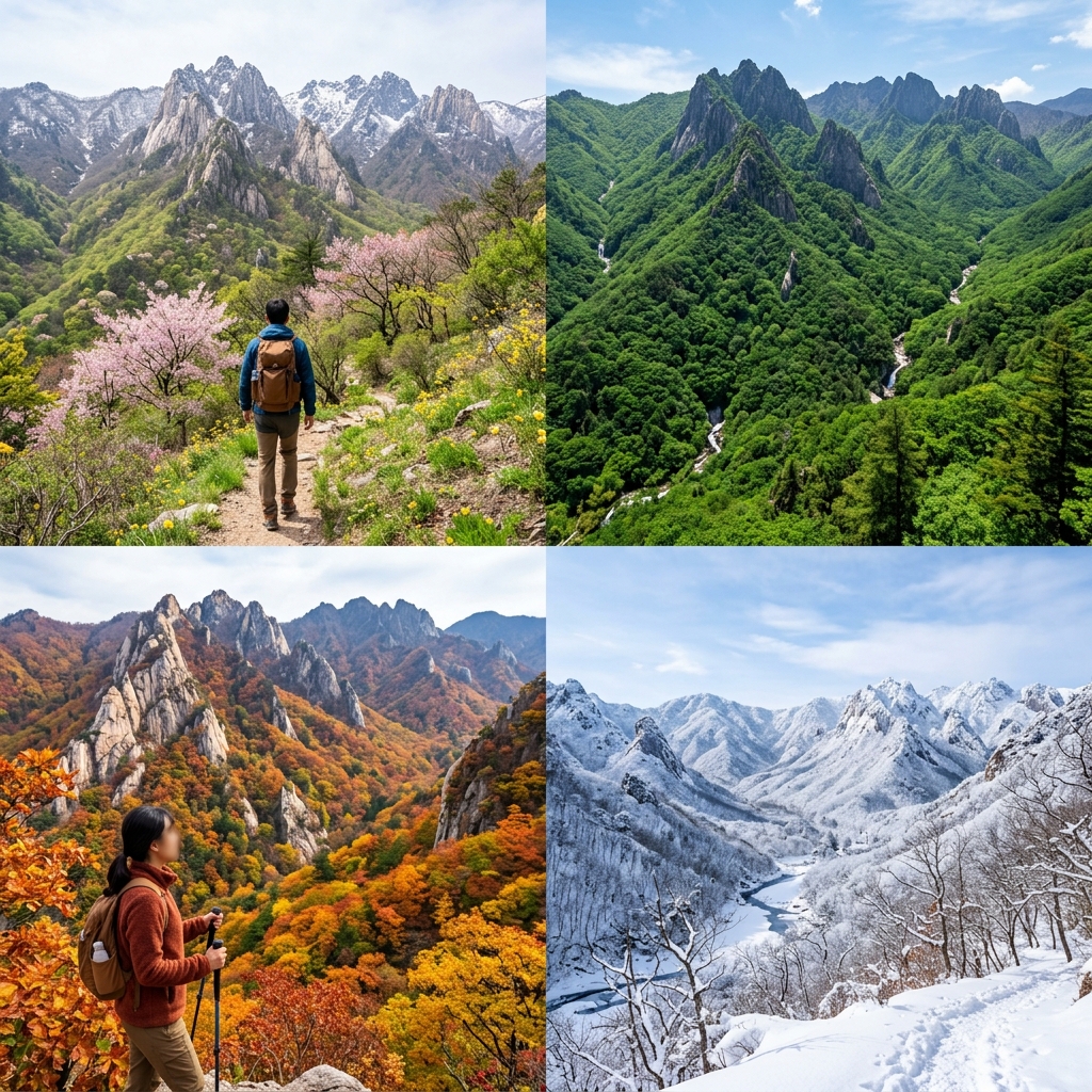 봄부터 겨울까지 다채로운 설악산의 사계절 풍경