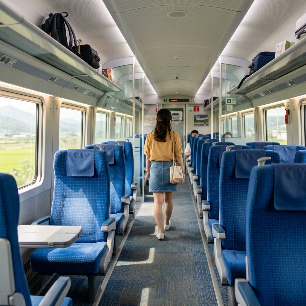 KTX 열차 내부 좌석과 통로 모습