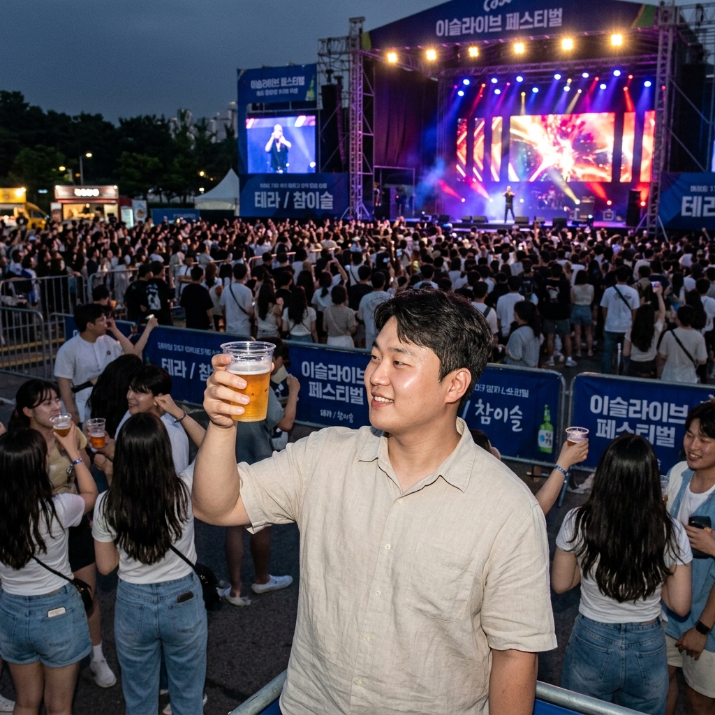 송도 달빛축제공원 야외 무대에서 펼쳐지는 이슬라이브 페스티벌 현장