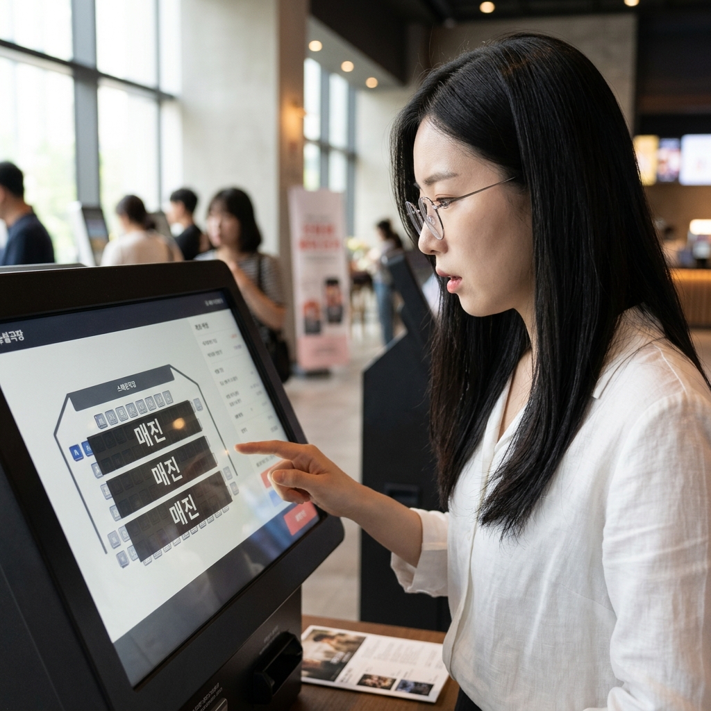 극장 특수관 예매 화면에 매진 표시가 연달아 뜬 모습
