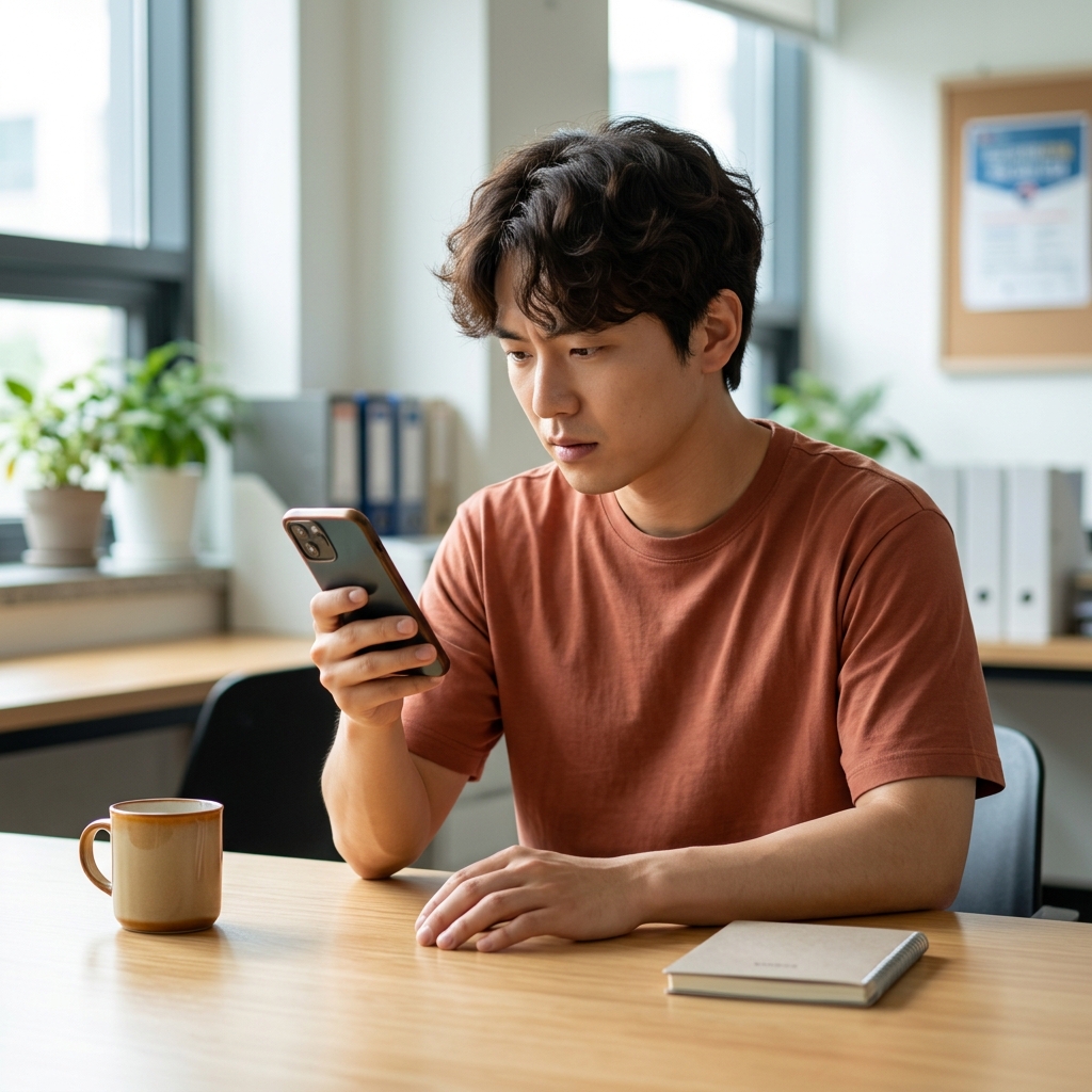 청년미래적금 2차 모집 안내를 확인하는 청년의 모습