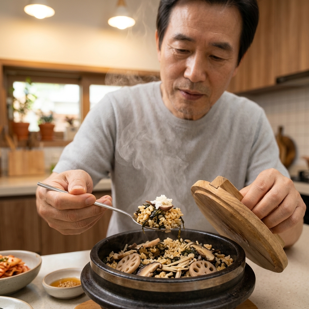 치아 약해 질긴 음식 부담된다면…톳·버섯·연근 넣은 영양 솥밥