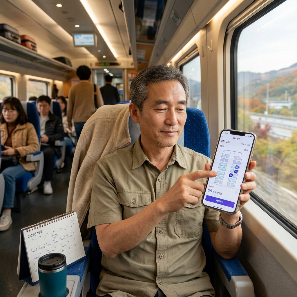 KTX 좌석 예약 화면과 달력