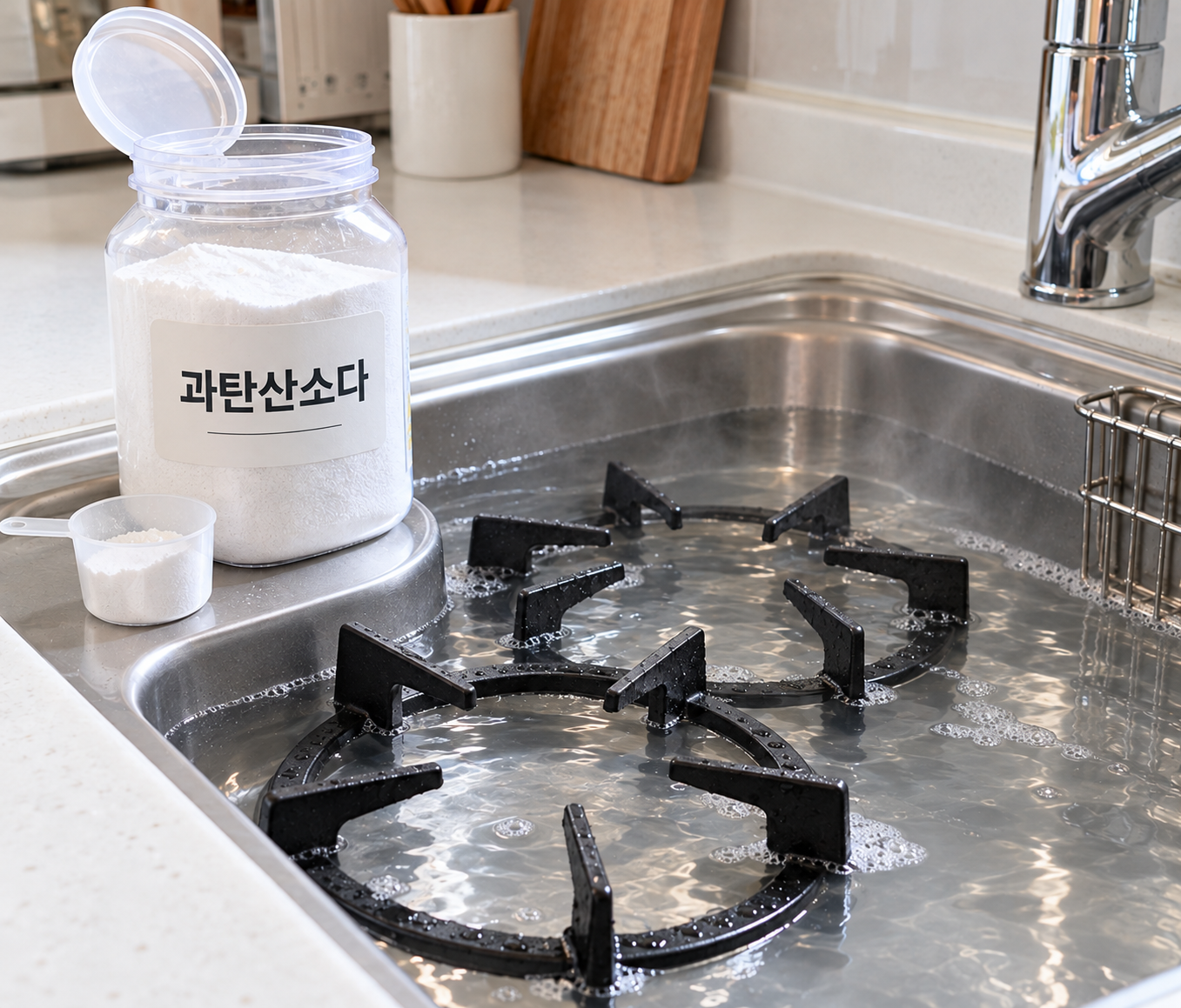 삼발이 찌든 기름때, 힘으로 박박 닦지 마세요…‘과탄산소다 불림’ 활용법